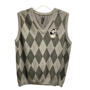Disney Her Universe 2X Mickey Mouse Steamboat Willie Argyle Sweater Vest Gray